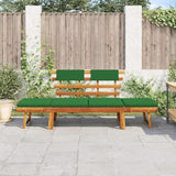 Convertible Garden Bench with Cushions, Outdoor Daybed, Acacia Wood Patio Furniture, Grey Wash Finish Brown and Green - Photo 3