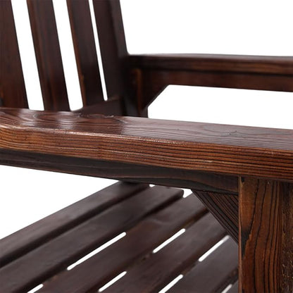 Oversized Wooden Rocking Chair for Porch & Patio, 21" Wide Seat High Back Fir Wood Rocker, Heavy Duty 300 lbs Outdoor Indoor Rocking Chair for Garden, Balcony, Living Room,Brown