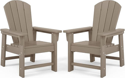 Costaelm Kids Lawn Chair Set of 2, Toddler Outdoor Chair Kids Patio Furniture and Outdoor Children Picnic Activity Baby Adirondack Chairs Set of 2 for Garden, Patio, Backyard & Beach, Weathered Wood