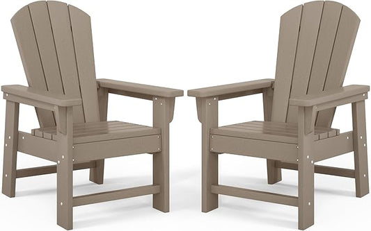 Costaelm Kids Lawn Chair Set of 2, Toddler Outdoor Chair Kids Patio Furniture and Outdoor Children Picnic Activity Baby Adirondack Chairs Set of 2 for Garden, Patio, Backyard & Beach, Weathered Wood