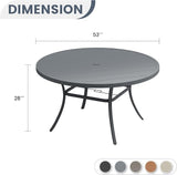 VICLLAX 53" Round Patio Dining Table for 6-8, Metal Outdoor Dining Table with Umbrella Hole for Garden, Patio, Balcony - Photo 3