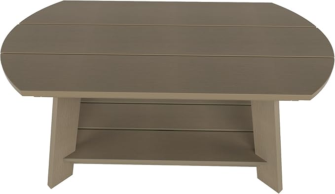 WestinTrends Tuscany Outdoor Coffee Table, All Weather HIPS 2 Tier Patio Adirondack Coffee Table, Taupe