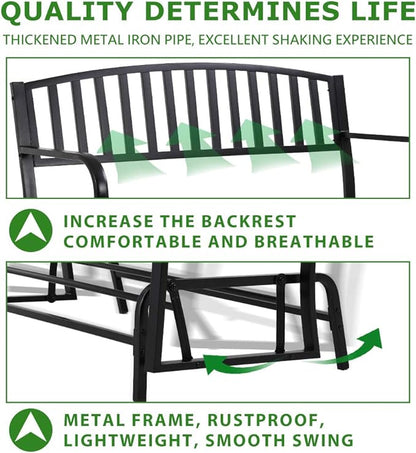 Patio Glider Bench Garden Bench for Patio Outdoor Bench Metal Bench Park Bench Cushion for Yard Porch Work Entryway
