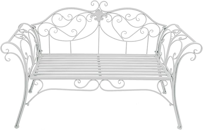 Outdoor Bench Garden Benches for Outdoors Patio Bench Metal Front Porch Bench with Sturdy Cast Iron Metal Frame, Metal Garden Bench Chair 2 Seater for Garden, Yard, Patio, Porch and Sunroom (Color :