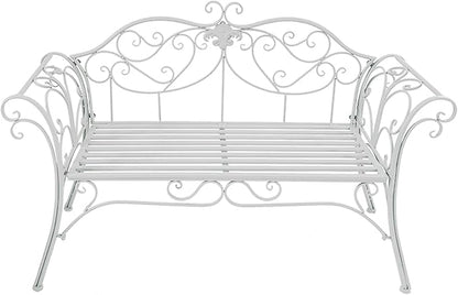 Outdoor Bench Garden Benches for Outdoors Patio Bench Metal Front Porch Bench with Sturdy Cast Iron Metal Frame, Metal Garden Bench Chair 2 Seater for Garden, Yard, Patio, Porch and Sunroom (Color :