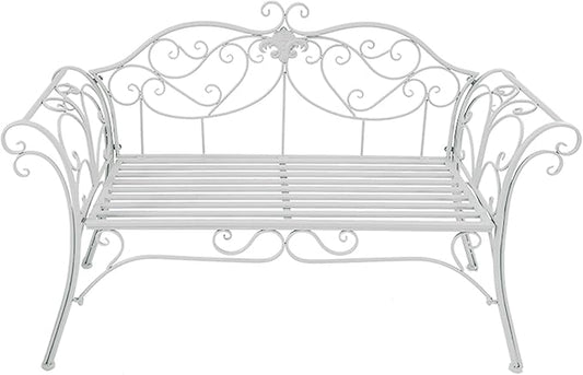 Outdoor Bench Garden Benches for Outdoors Patio Bench Metal Front Porch Bench with Sturdy Cast Iron Metal Frame, Metal Garden Bench Chair 2 Seater for Garden, Yard, Patio, Porch and Sunroom (Color :