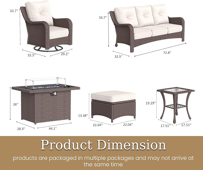 7 Piece Patio Furniture Set with Fire Pit Table - Photo 2