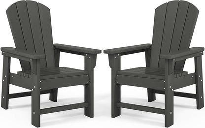 Costaelm Kids Lawn Chair Set of 2, Toddler Outdoor Chair Kids Patio Furniture and Outdoor Children Picnic Activity Baby Adirondack Chairs Set of 2 for Garden, Patio, Backyard & Beach, Gray