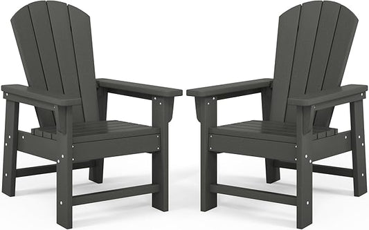 Costaelm Kids Lawn Chair Set of 2, Toddler Outdoor Chair Kids Patio Furniture and Outdoor Children Picnic Activity Baby Adirondack Chairs Set of 2 for Garden, Patio, Backyard & Beach, Gray