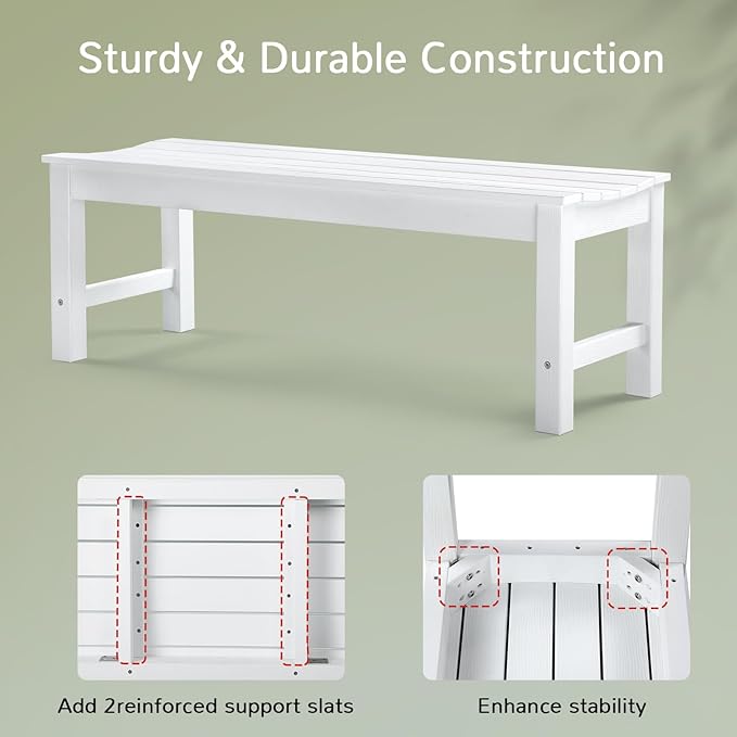 Stoog Outdoor Bench, 2-Person Patio Backless Bench, Outdoor Benches Weatherproof with 800 lbs Weight Capacity - Photo 5