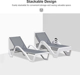 PURPLE LEAF Patio Chaise Lounge Chair Outdoor Plastic Textilene Sun Bathing Recliner Tanning Pool Lounger with 6 - Photo 5
