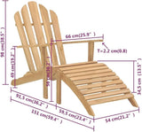 Set of 2 Natural Teak Adirondack Chairs with Footrests, Solid Wood Foldable Outdoor Patio Furniture for Garden, Balcony - Photo 2