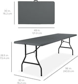 Best Choice Products 8ft Plastic Folding Table, Indoor Outdoor Heavy Duty Portable w/Handle, Lock for Picnic, Party - Photo 2