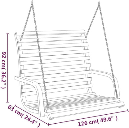 Solid Bent Wood Swing Bench with Teak Stain, 49.6x24.8x36.2 Inches, Durable Outdoor Seating for Patio Garden, Ergonomic Armrests, Supports 440.9 lbs, Easy Assembly, Classic