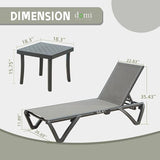 Domi Pool Lounge Chairs Set of 3, Aluminum Chaise Lounge Outdoor with Side Table - Photo 2