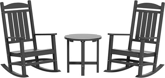 WestinTrends Malibu 3-Piece Set Outdoor/Patio Rocking Chairs with a Side Table (2 Seater), Gray