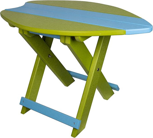 Amish-Made Surfboard Shaped Lime Green Poly Folding Side Table