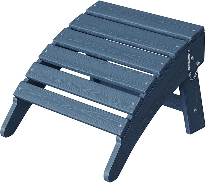GarveeLife Folding Adirondack Ottoman for Adirondack Chair, HDPE All-Weather Footrest for in/Outdoor Patio Deck Backyard, Navy Blue
