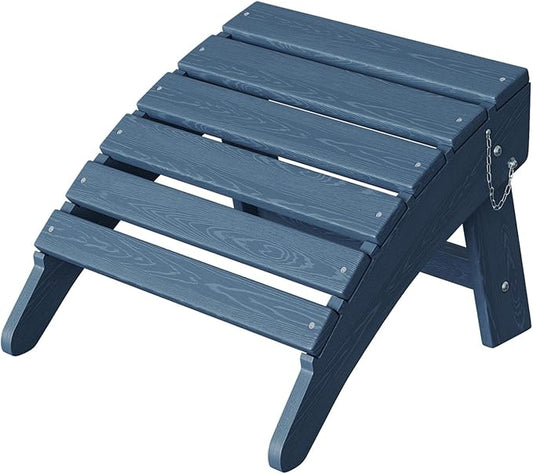 GarveeLife Folding Adirondack Ottoman for Adirondack Chair, HDPE All-Weather Footrest for in/Outdoor Patio Deck Backyard, Navy Blue