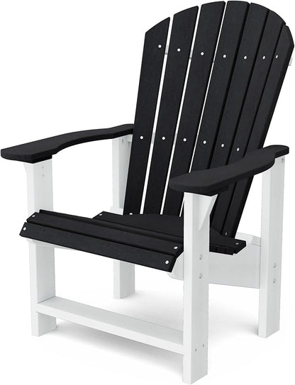 Wildridge Heritage Upright Adirondack Chair, Black and White - Outdoor All-Weather Poly Furniture for Patio, Deck, Yard