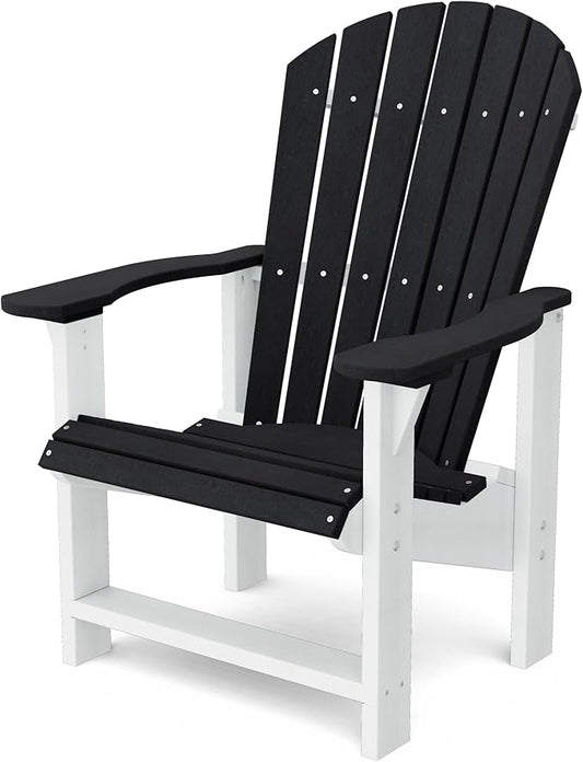 Wildridge Heritage Upright Adirondack Chair, Black and White - Outdoor All-Weather Poly Furniture for Patio, Deck, Yard