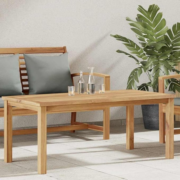 Modern Outdoor Coffee Table Solid Teak Wood 43.31x21.65x17.72 in Brown Patio Cocktail Table Weather Resistant for - Photo 1
