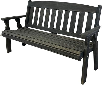 Amish Casual Outdoor Heavy Duty 800 LB Mission Pressure Treated Garden Bench(4 Foot, Semi-Solid Black Stain)