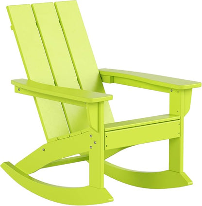 WO WESTIN OUTDOOR HDPE Shoreside Modern Rocking Poly Adirondack Chair (Set of 2),Lime