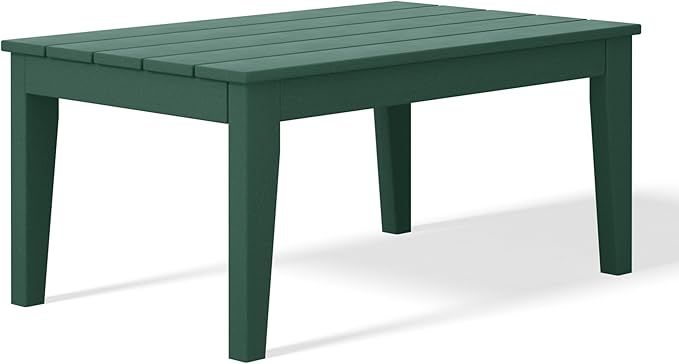 WestinTrends Malibu Low Outdoor HDPE Patio Rectangle Coffee Table, Dark Green