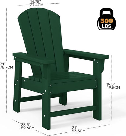 Costaelm Kids Lawn Chair Set of 2, Toddler Outdoor Chair Kids Patio Furniture and Outdoor Children Picnic Activity Baby Adirondack Chairs Set of 2 for Garden, Patio, Backyard & Beach, Dark Green