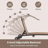 Giantex Outdoor Chaise Lounge Chair, Tanning Chair with Sunshade and Smooth Wheels, 6-Level Adjustable Position - Photo 6
