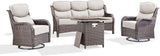 Luxury Patio Furniture Set with 6-inch Thick Cushion, Outdoor Furniture with Fire Pit Table, Swivel Chairs, Sofa - Photo 7