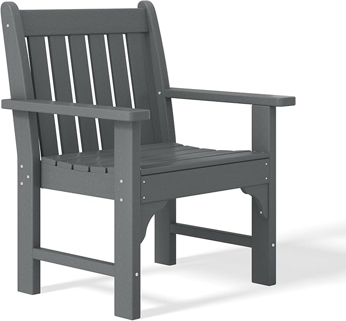 WestinTrends Malibu Outdoor Patio HDPE Adirondack Dining Arm Chair, Gray