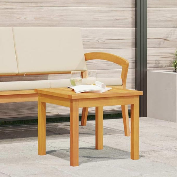 18" Acacia Wood Square Side Table, Natural Oil Finish, Sturdy Post Legs, Easy Assembly, Patio/Garden/Balcony - Photo 1