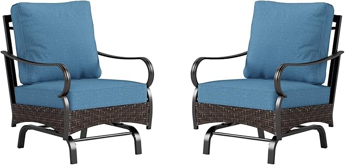 Sophia & William Extra Large Outdoor Patio Motion Sofa Chairs Set 2 PCS Heavy-Duty Metal Porch Furniture with High Back - Photo 1