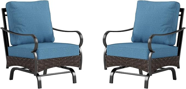 Sophia & William Extra Large Outdoor Patio Motion Sofa Chairs Set 2 PCS Heavy-Duty Metal Porch Furniture with High Back - Photo 1