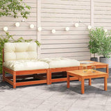 Modular Outdoor Sofa Set with Soft Cushions, Rustic Brown Pine Wood Garden Furniture for Balcony Terrace - Photo 1