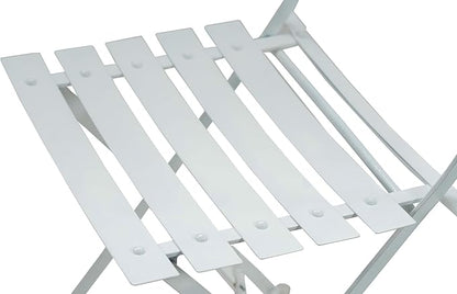 Carolina Chair & Table Bistro Set of 2 Foldable Outdoor Chairs - Elegant Powder Coated Metal Seat and Frame Folding Chairs - Modern Style Space Saving Furniture for Patio, Balcony or Garden (White)