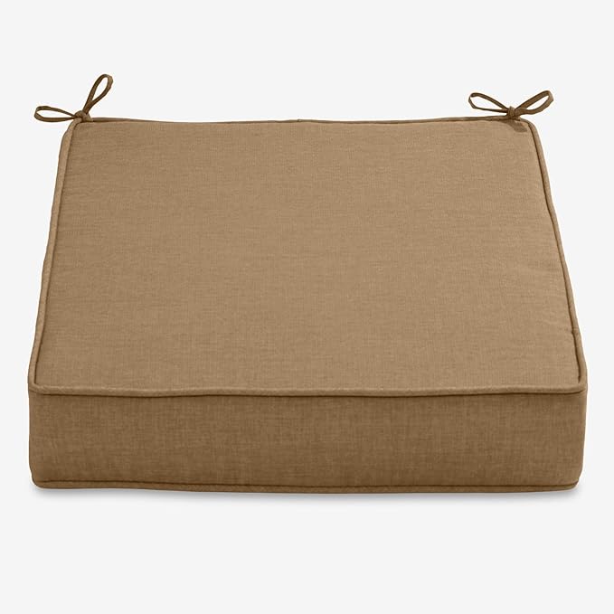 BrylaneHome Extra-Thick Seat Cushion - 23”L x 22”W x 5.5”H - Patio & Outdoor - Water, Stain & Fade Resistant - Khaki - Photo 1
