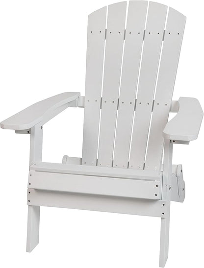 Merrick Lane Riviera Poly Resin Folding Adirondack Lounge Chair - White - Indoor/Outdoor - Weather Resistant