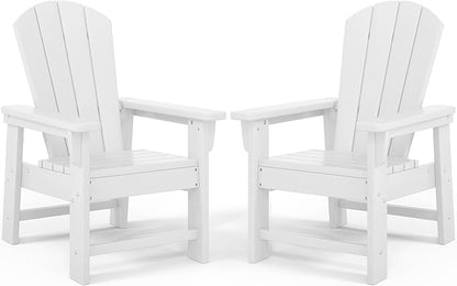 Costaelm Kids Lawn Chair Set of 2, Toddler Outdoor Chair Kids Patio Furniture and Outdoor Children Picnic Activity Baby Adirondack Chairs Set of 2 for Garden, Patio, Backyard & Beach, White