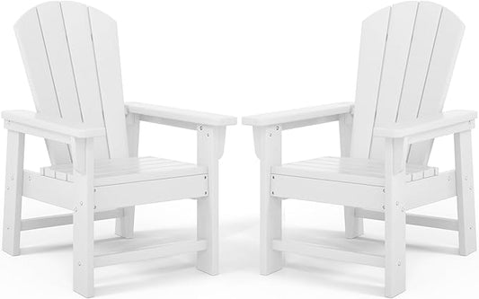 Costaelm Kids Lawn Chair Set of 2, Toddler Outdoor Chair Kids Patio Furniture and Outdoor Children Picnic Activity Baby Adirondack Chairs Set of 2 for Garden, Patio, Backyard & Beach, White