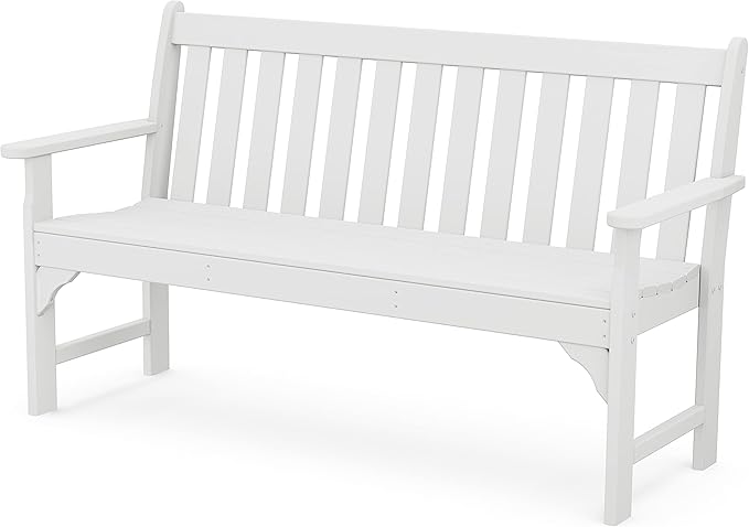 POLYWOOD Vineyard 60" Outdoor Patio Bench, White - Photo 1