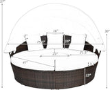 Tangkula Patio Round Daybed with Retractable Canopy, Outdoor Wicker Rattan Furniture Sets - Photo 6