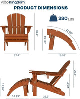 6-Piece Folding Adirondack Chair Set with Cup Holders, Ottomans, Side Table & 9FT Patio Umbrella with Base - Photo 2