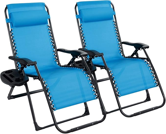 Goplus Oversized Zero Gravity Chair, XL-Extended Version, Outdoor Recliner w/Cup Holder & Detachable Headrest - Photo 1