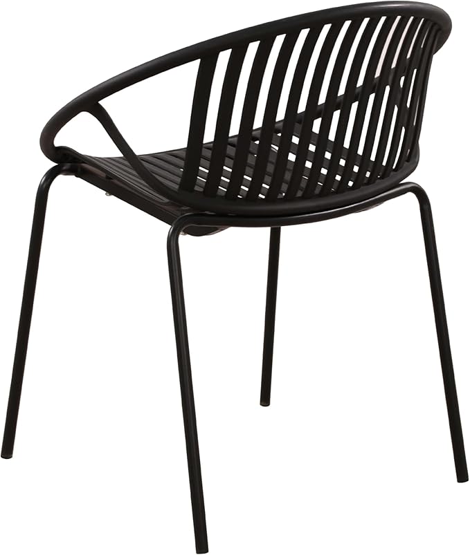 2 Pieces Outdoor Dining Chair,Modern Style Patio Dining Chairs,Breathable Design Stackable Lawn Chairs,Metal Legs+Plastic Backrest,for Patio Or Restaurant Garden (Black)