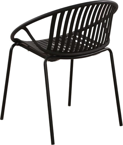 2 Pieces Outdoor Dining Chair,Modern Style Patio Dining Chairs,Breathable Design Stackable Lawn Chairs,Metal Legs+Plastic Backrest,for Patio Or Restaurant Garden (Black)