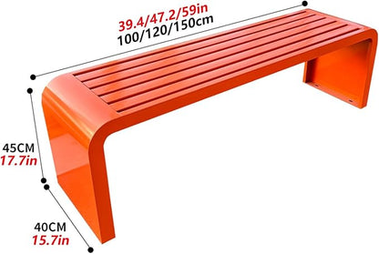 Metal Garden Bench, Weatherproof Backless Patio Benches, Outdoor Park Bench, Front Porch Bench, Pool Deck Bench, Choice of Colours, for Park, Yard, Porch, Lawn(White,39.4in/100cm)