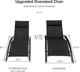 PURPLE LEAF Patio Oversized Chaise Lounge Chair Set with 2 Side Table Pool Adjustable Recliner Chairs for Outside Beach - Photo 3